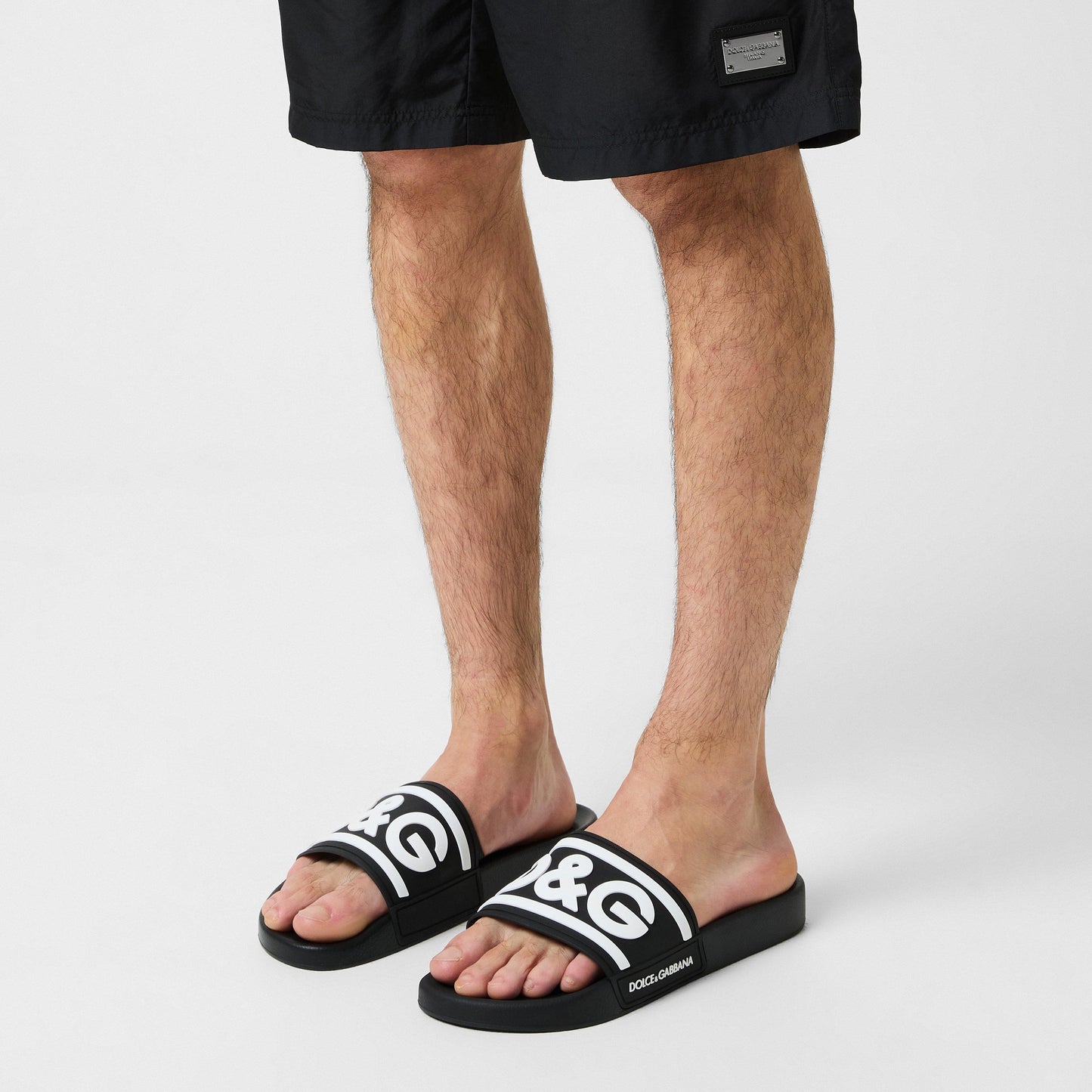 Dolce and Gabbana Men's Monogram Rubber Slides