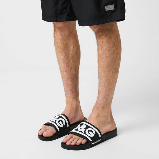Dolce and Gabbana Men's Monogram Rubber Slides
