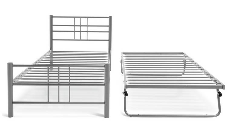 Argos Home Atlas Metal Guest Bed With 2 Mattresses - Silver