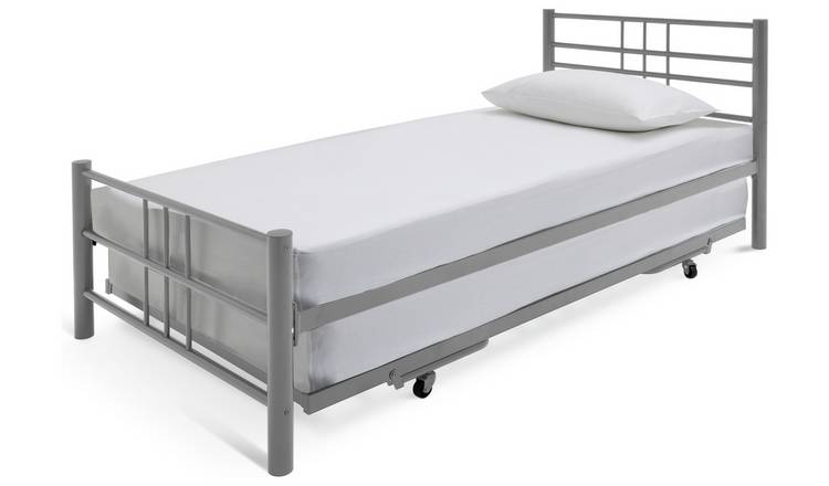 Argos Home Atlas Metal Guest Bed With 2 Mattresses - Silver