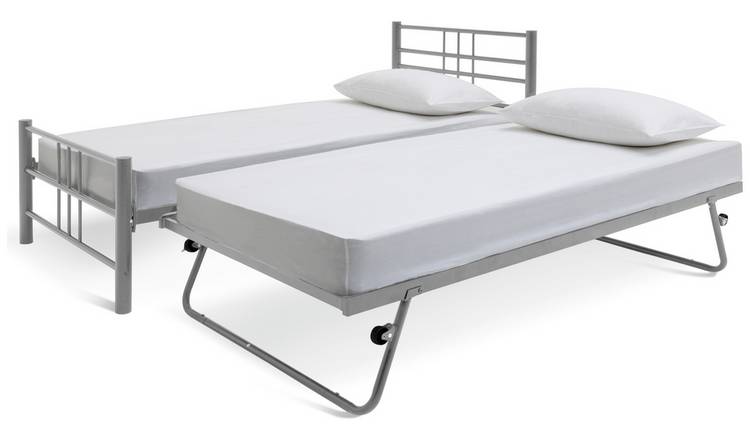 Argos Home Atlas Metal Guest Bed With 2 Mattresses - Silver