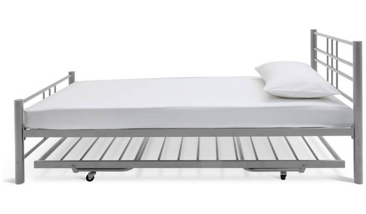 Argos Home Atlas Metal Guest Bed With 2 Mattresses - Silver