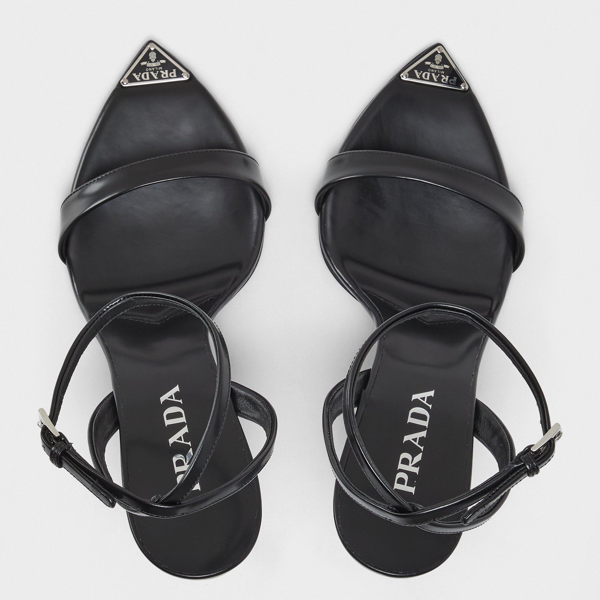 Prada Metallic leather high-heeled sandals