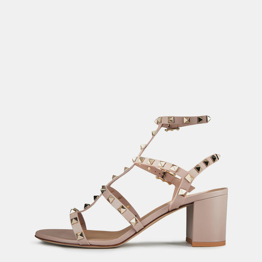 Valentino Garavani Rockstud Calfskin Ankle Strap Sandals