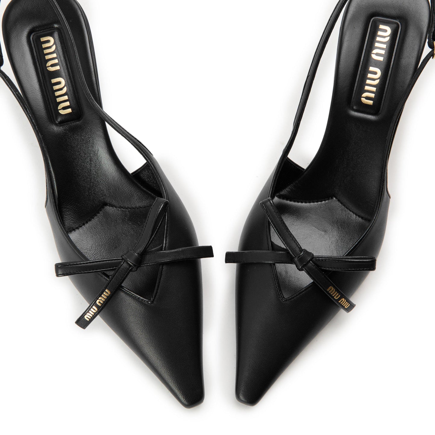 Miu Miu Women's Logo Bow Kitten Slingbacks