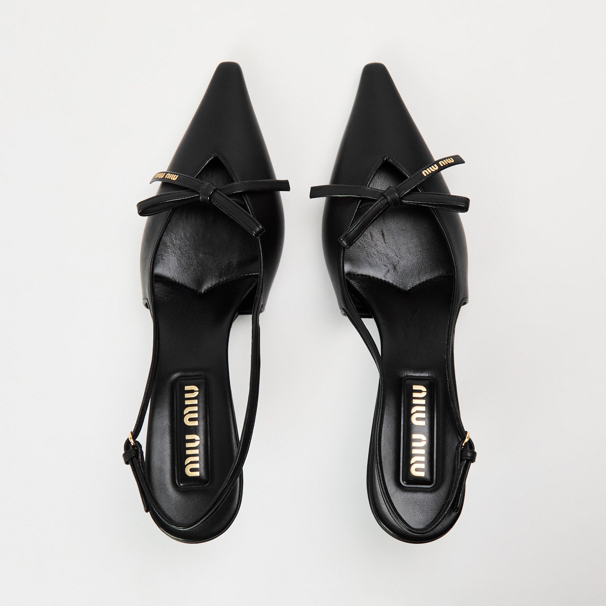 Miu Miu Women's Logo Bow Kitten Slingbacks