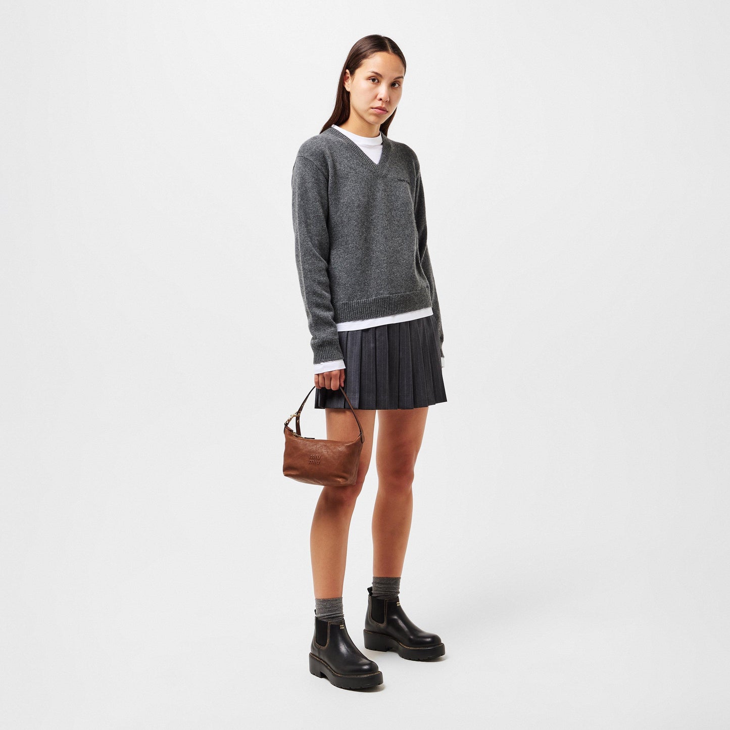 Miu Miu Women's Streamlined Low Heel Flat Ankle Boots