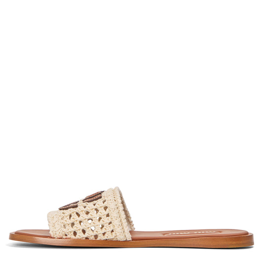 Miu Miu Raffia-Effect Logo Slides