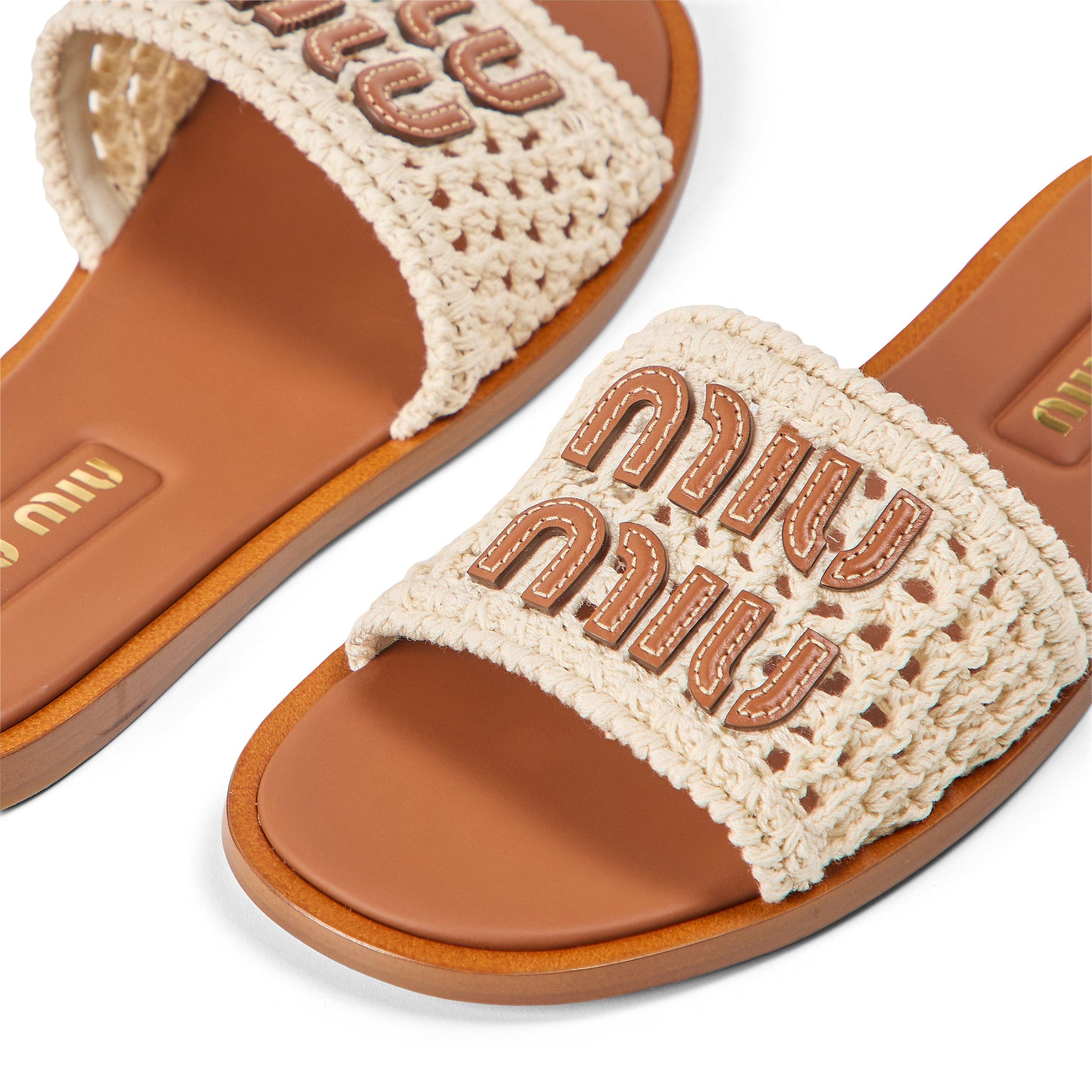 Miu Miu Raffia-Effect Logo Slides