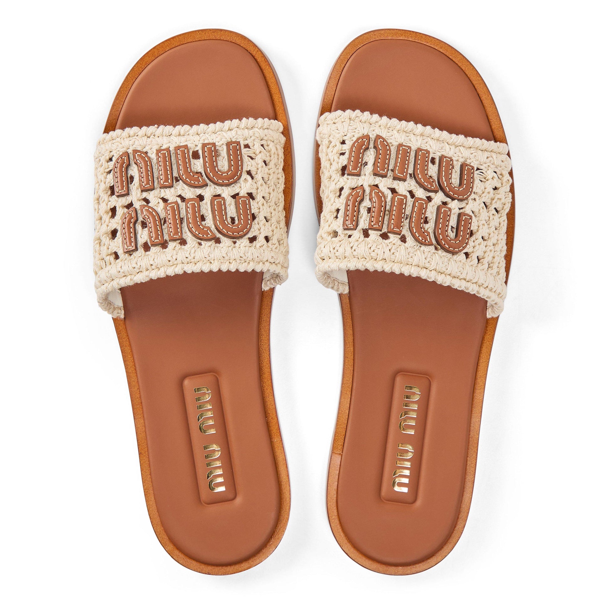 Miu Miu Raffia-Effect Logo Slides