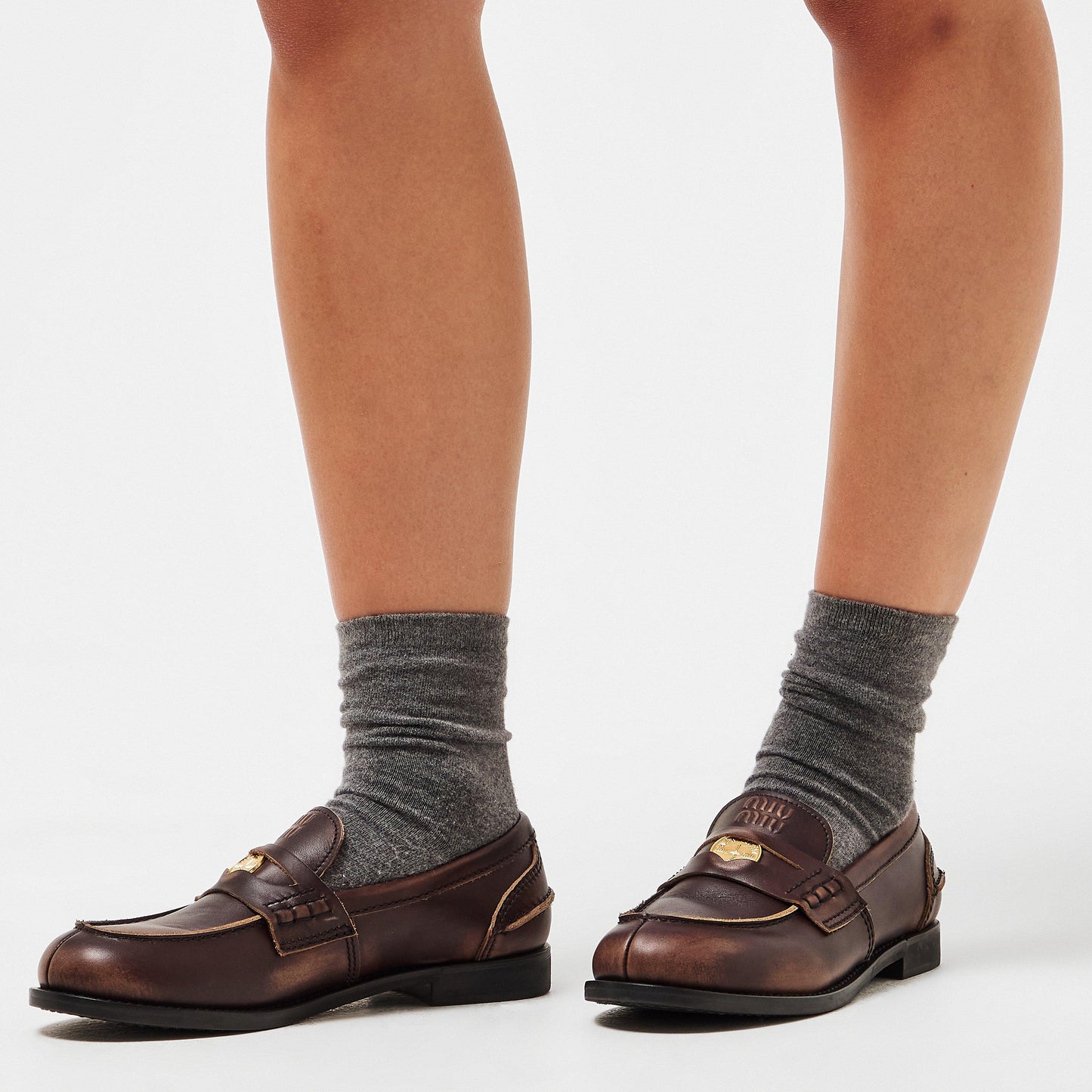 Miu Miu Leather Penny Loafers