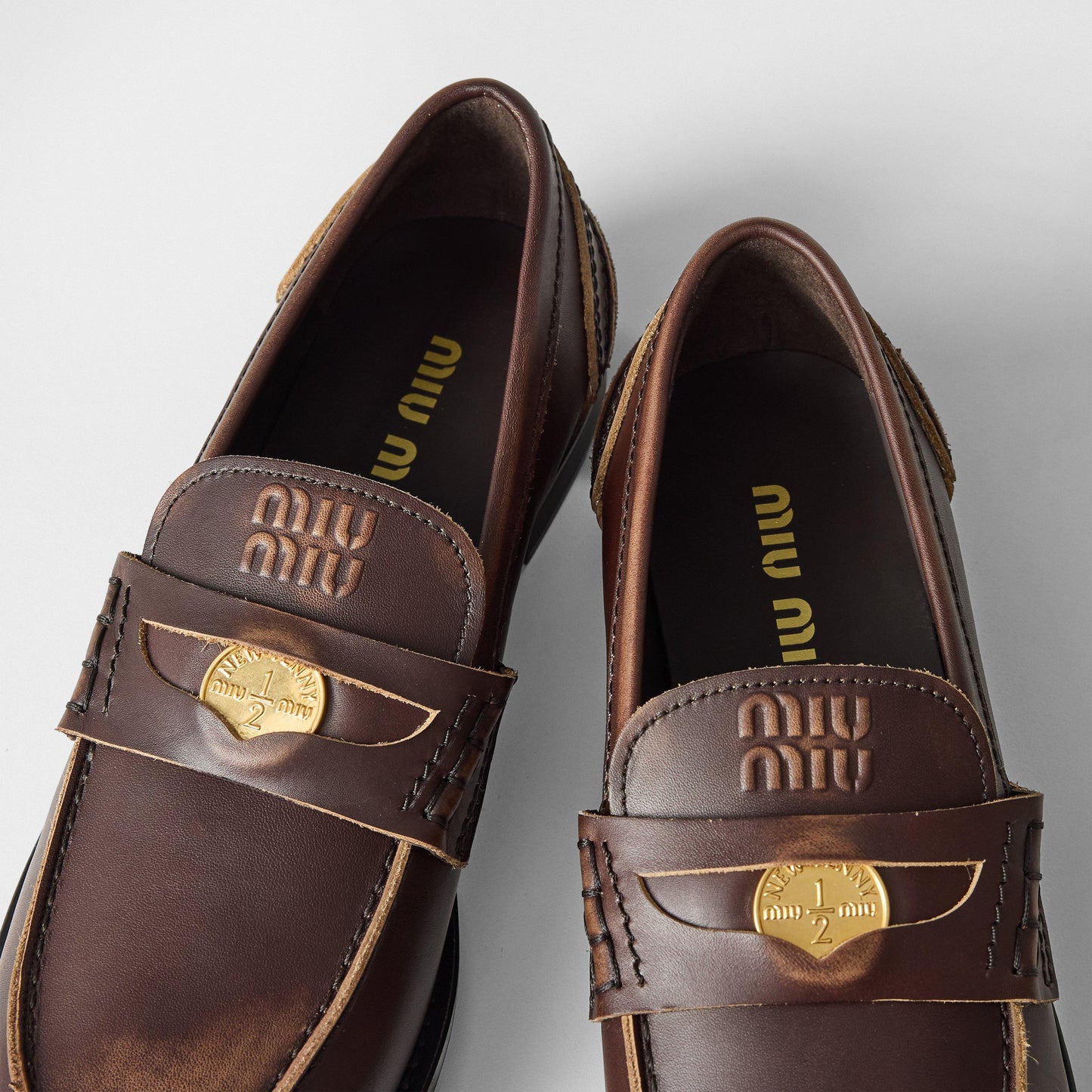 Miu Miu Leather Penny Loafers