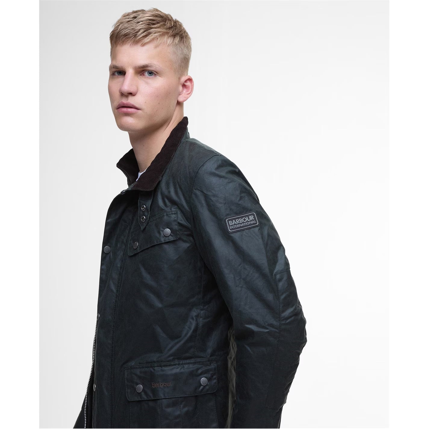 Barbour International Men's Duke Water Resistant Windproof Cotton Long Sleeve Wax Jacket