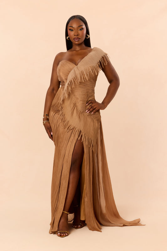 Classy Night Organza Gown - Bronze