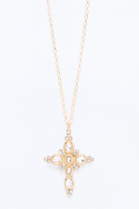 Crystal Mercy Pendant Necklace - Gold