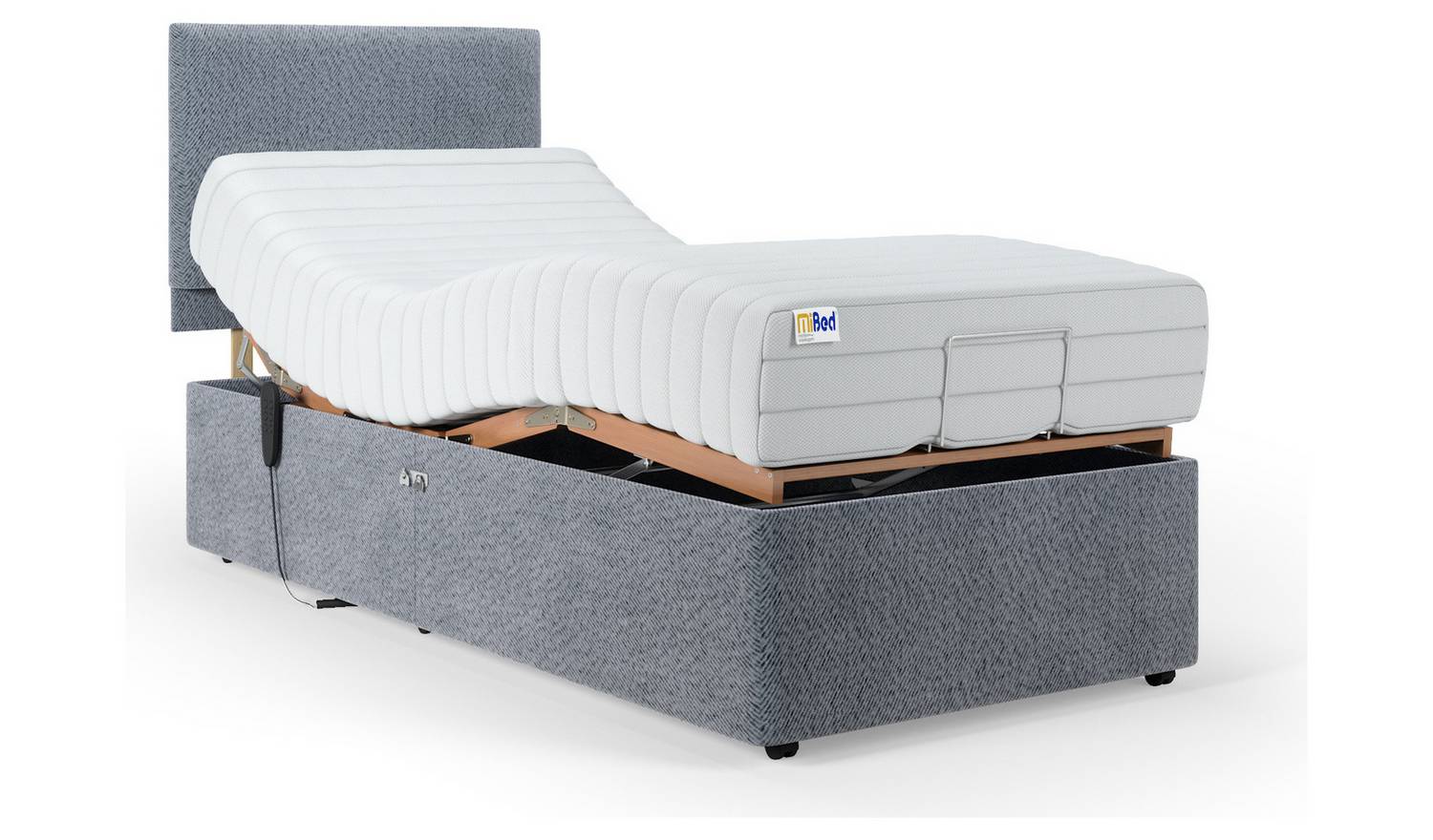 Mibed Memory Single Adjustable Bed With Mattress - Grey
