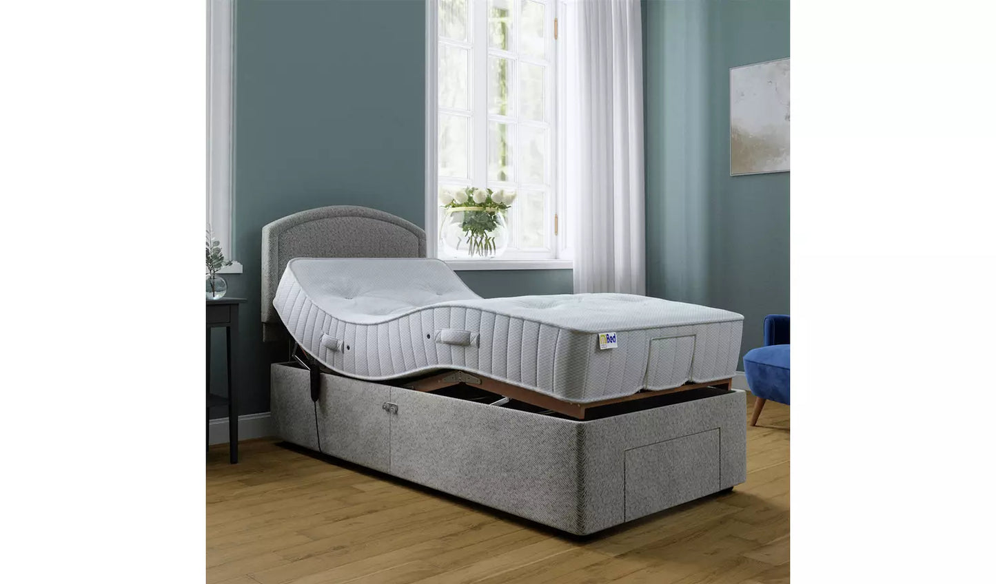 Mibed Single Adjustable Drawer Bed With Mattress - Slate