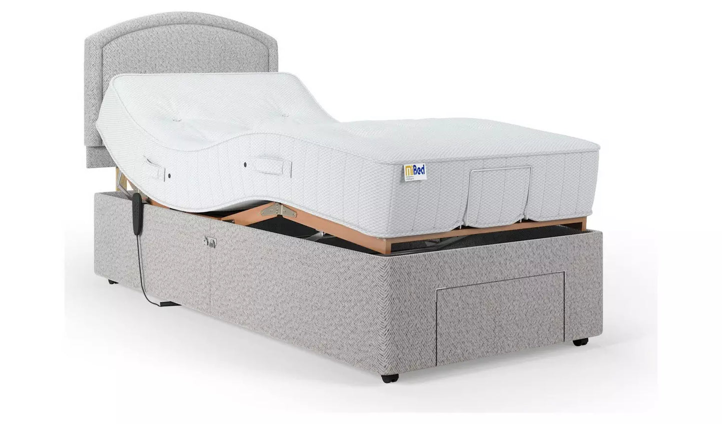 Mibed Single Adjustable Drawer Bed With Mattress - Slate
