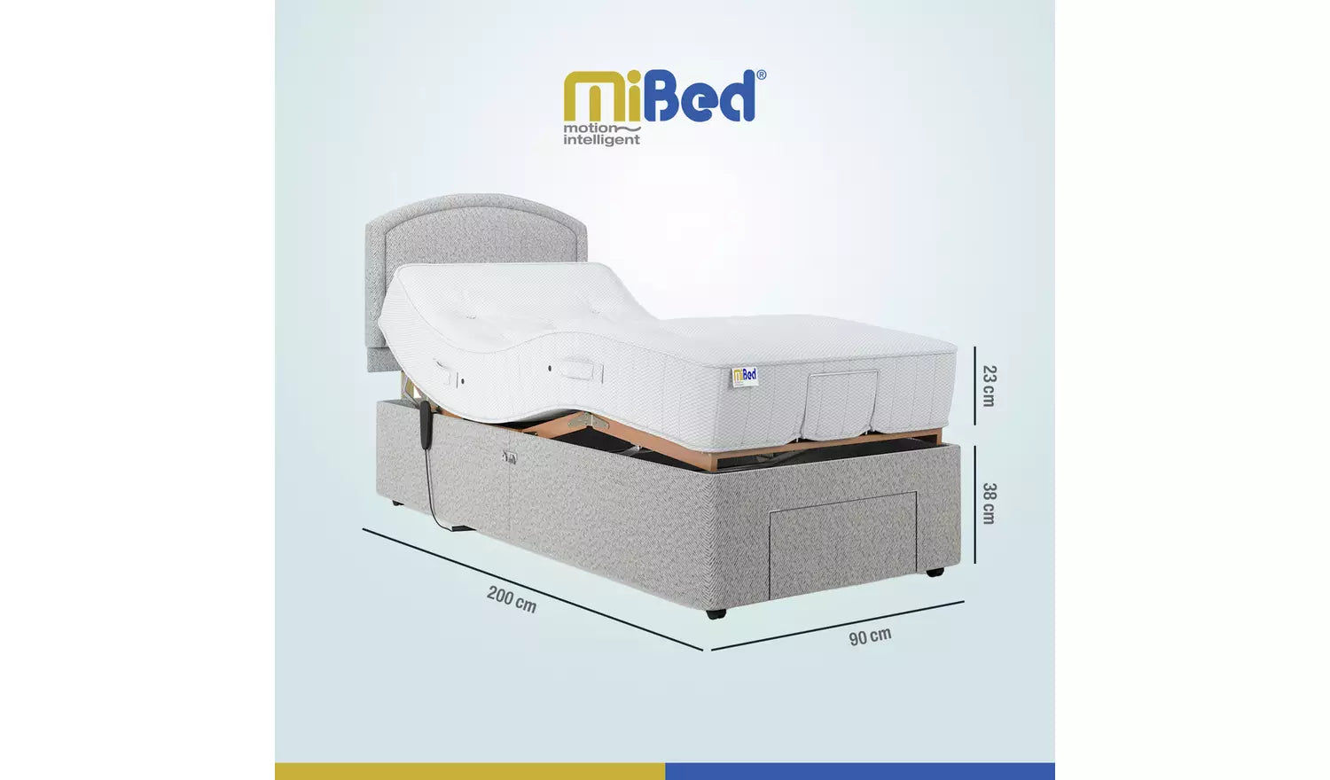Mibed Single Adjustable Drawer Bed With Mattress - Slate