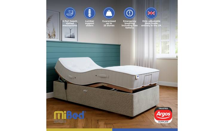 Mibed Essentials Single Adjustable Bed & Mattress -Dark Grey