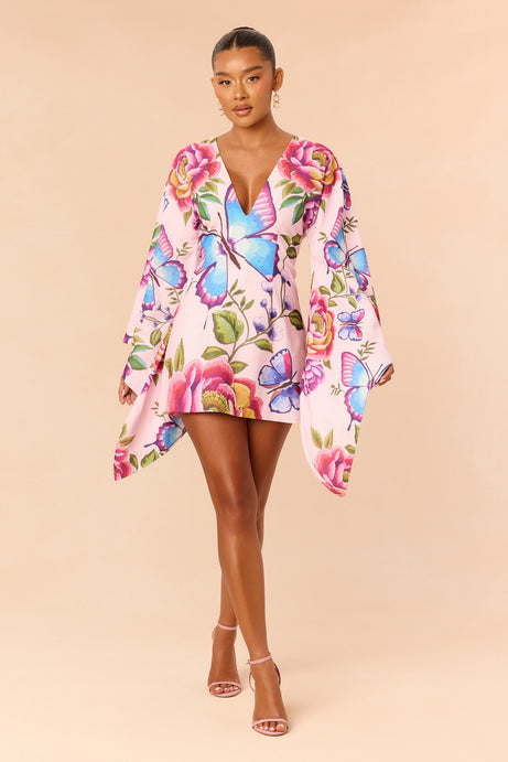 Whimsical Chic Bell Sleeve Mini Dress