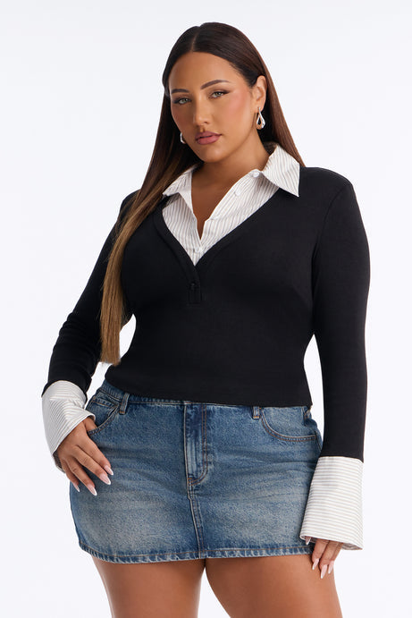 Playful Control Two-Fer Shirt Sweater