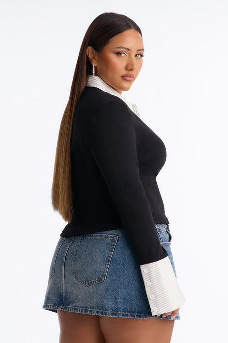 Playful Control Two-Fer Shirt Sweater