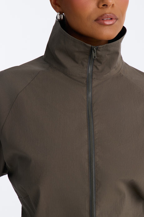 Cool Down Windbreaker Long Sleeve Romper - Hunter
