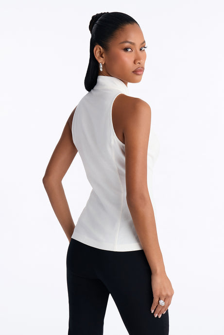 Lily Mock Neck Linen Blouse