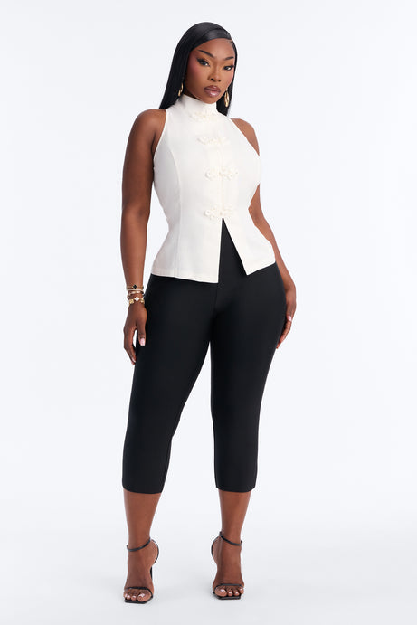 Lily Mock Neck Linen Blouse