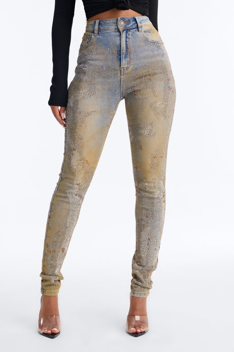 New York Nights High Rise Embellished Stretch Skinny Jeans