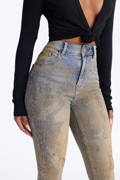 New York Nights High Rise Embellished Stretch Skinny Jeans