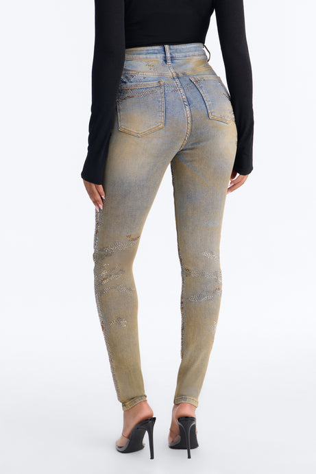 New York Nights High Rise Embellished Stretch Skinny Jeans