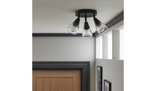 Argos Home Plate Curico Metal 3 Light Ceiling Light - Black