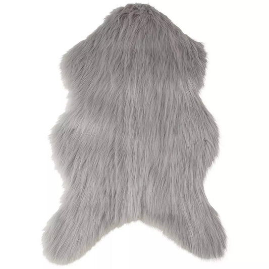 Habitat Sheepskin Faux Fur Dove Grey Shaggy Rug - 60x90cm