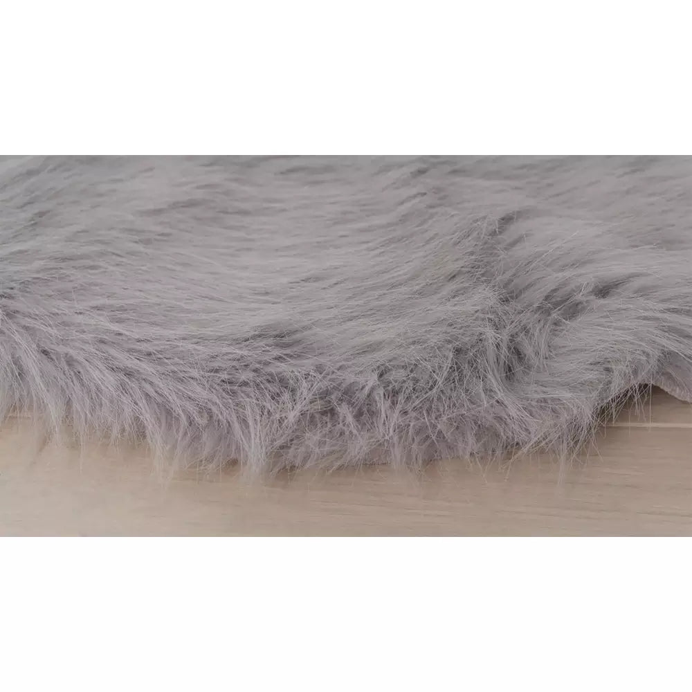 Habitat Sheepskin Faux Fur Dove Grey Shaggy Rug - 60x90cm
