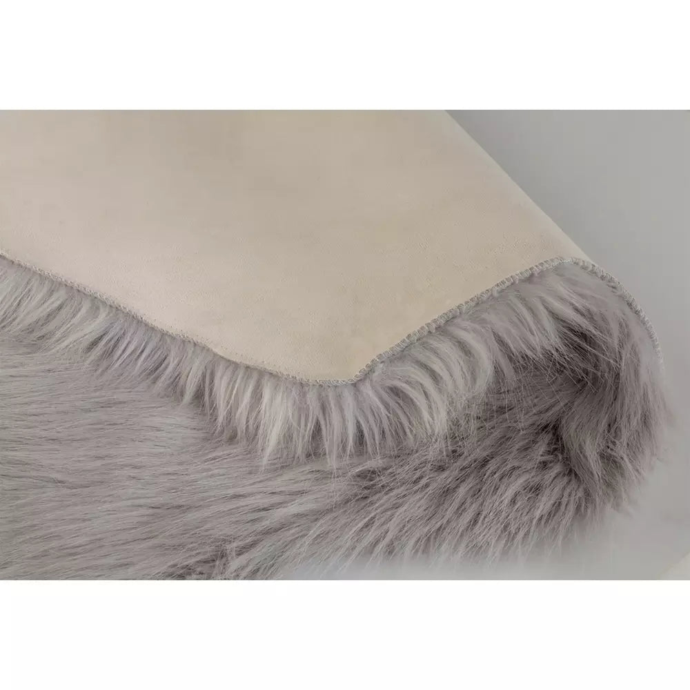 Habitat Sheepskin Faux Fur Dove Grey Shaggy Rug - 60x90cm
