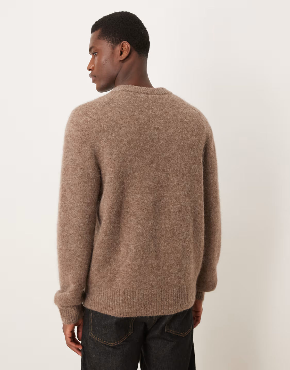 ARKET alpaca and wool jumper with crew neck in mole brown