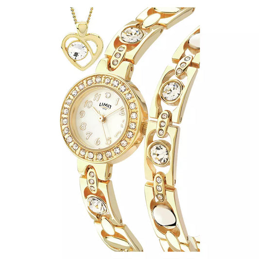 Limit Ladies' Gold Plated Bracelet, Pendant and Watch Set