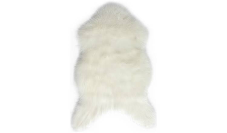 Habitat Sheepskin Faux Fur Cream Shaggy Rug - 60x90cm