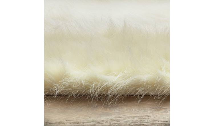 Habitat Sheepskin Faux Fur Cream Shaggy Rug - 60x90cm