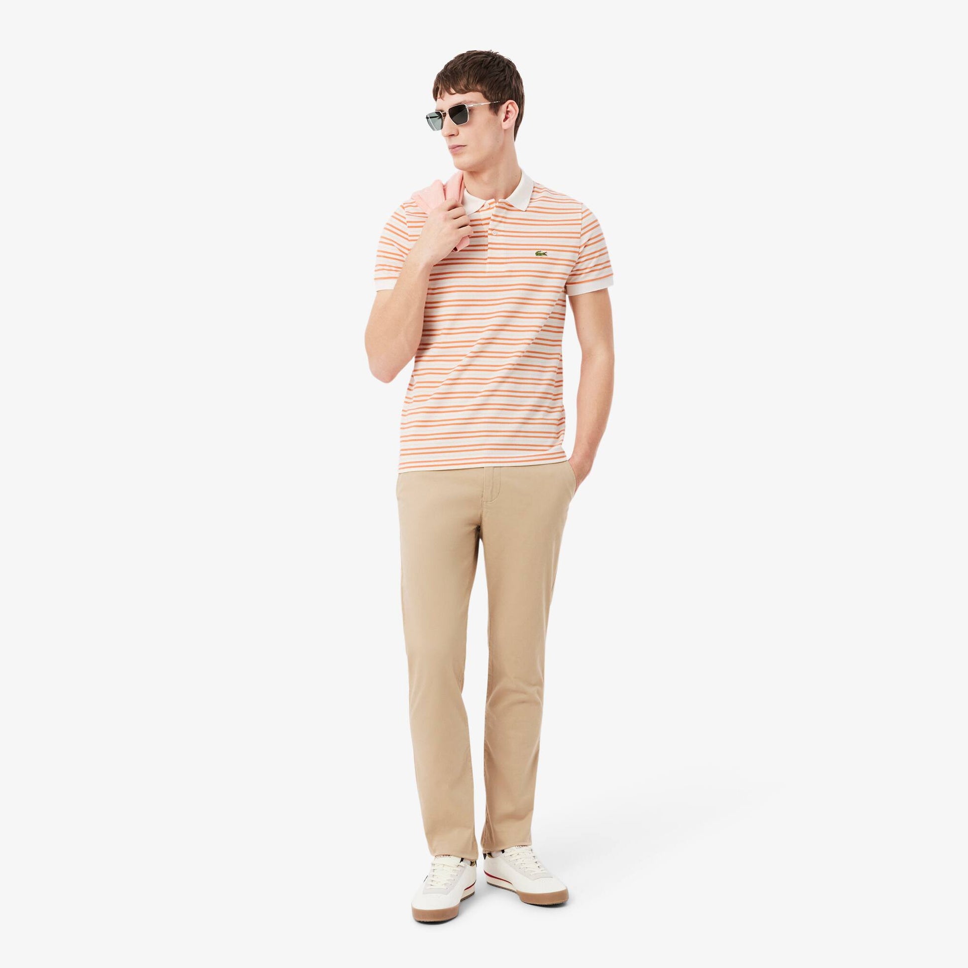 Classic Fit Striped Petit Piqué Polo Shirt