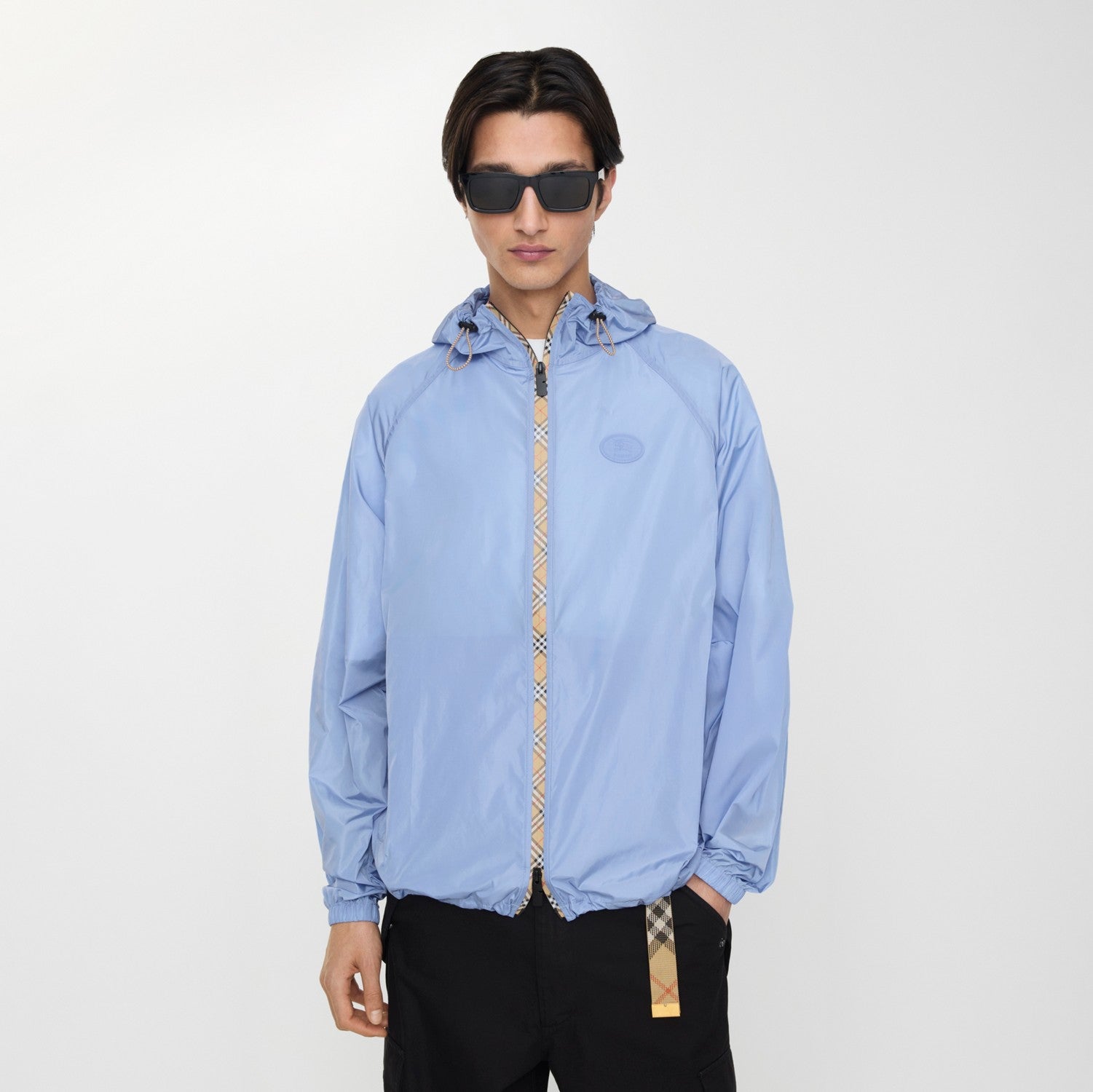 Checker-tape Nylon Hooded Jacket