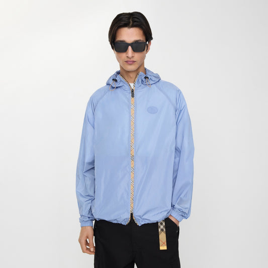 Checker-tape Nylon Hooded Jacket