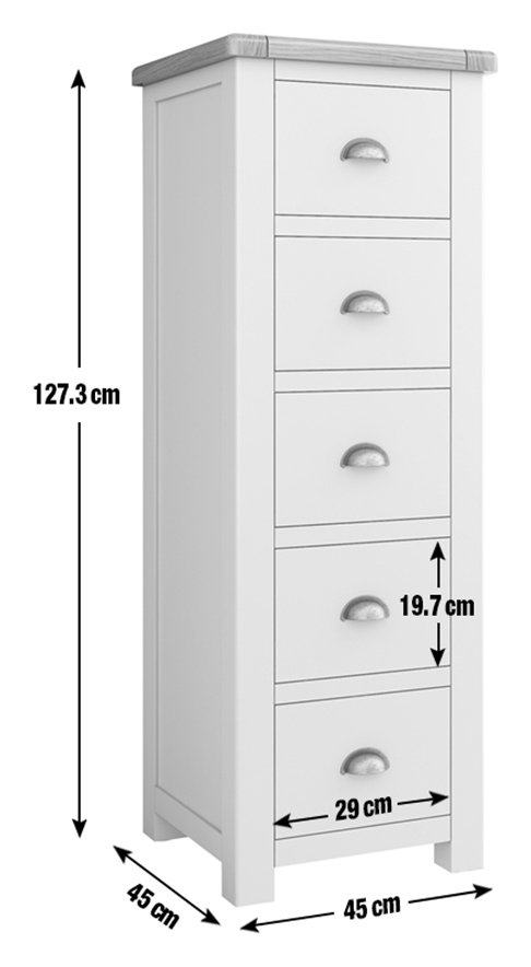 Argos Home Kent 5 Drawer Tallboy - Cream And Oak
