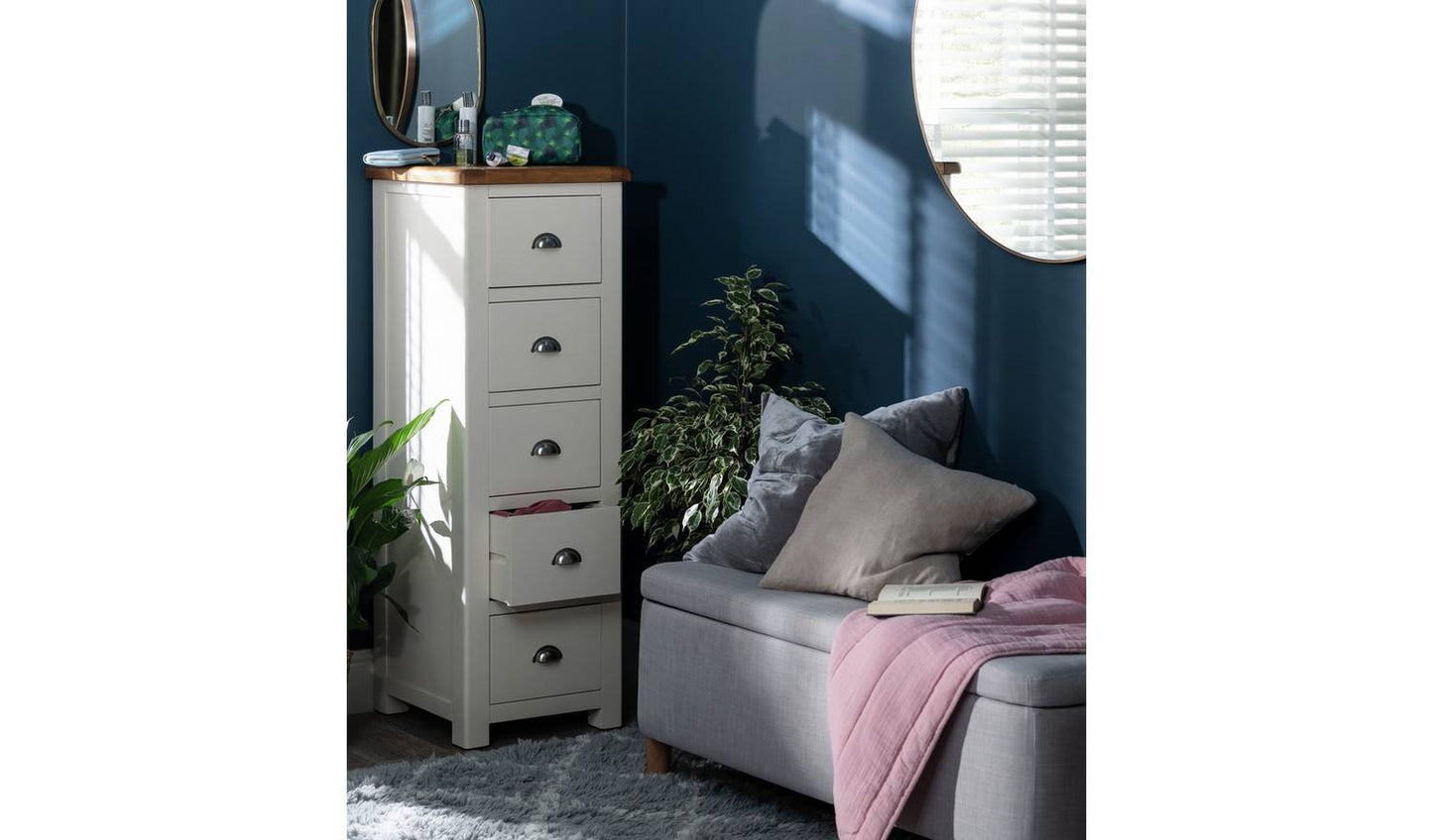 Argos Home Kent 5 Drawer Tallboy - Cream And Oak