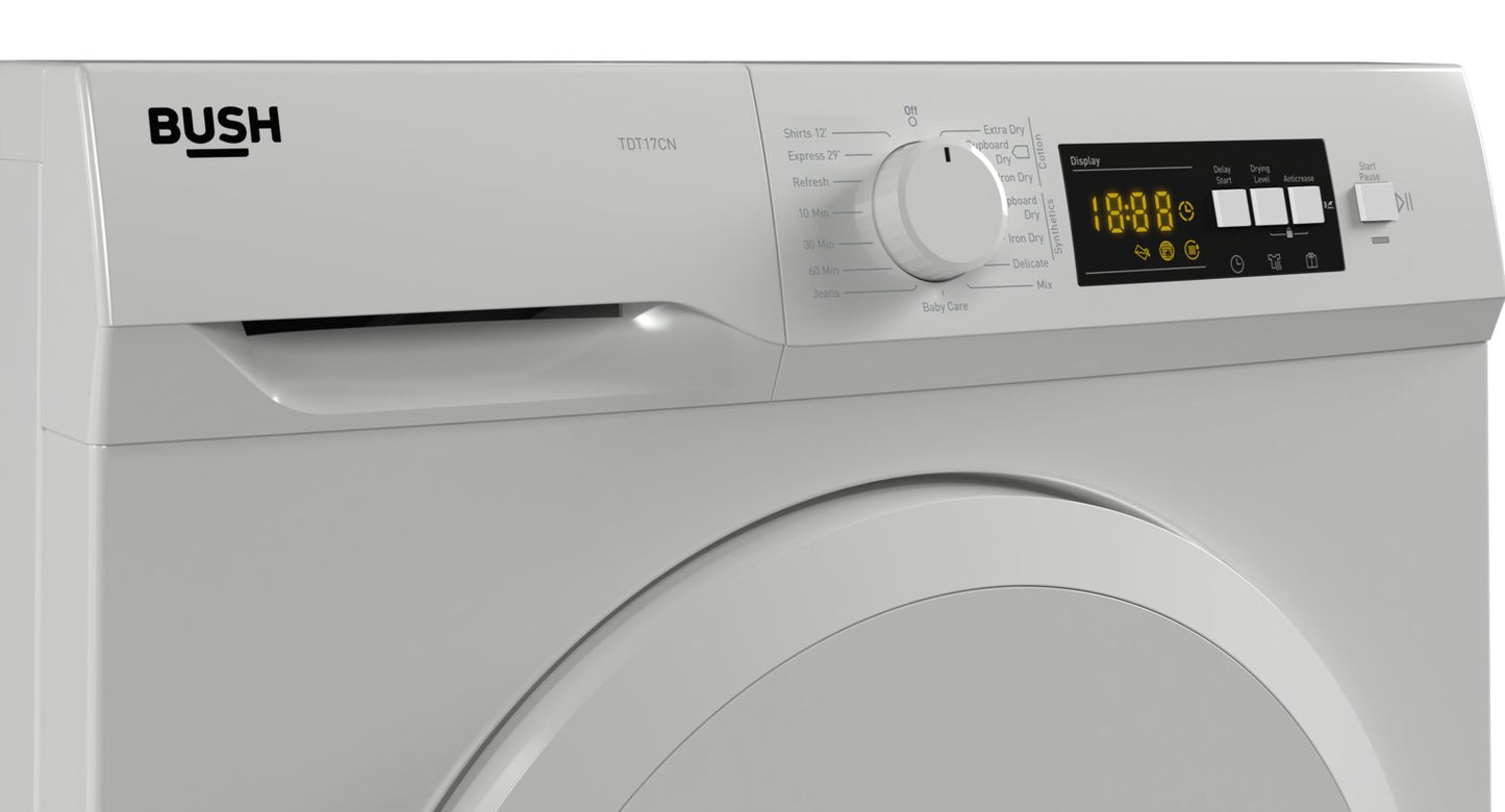 Bush TDT17CN 7KG Condenser Tumble Dryer - White