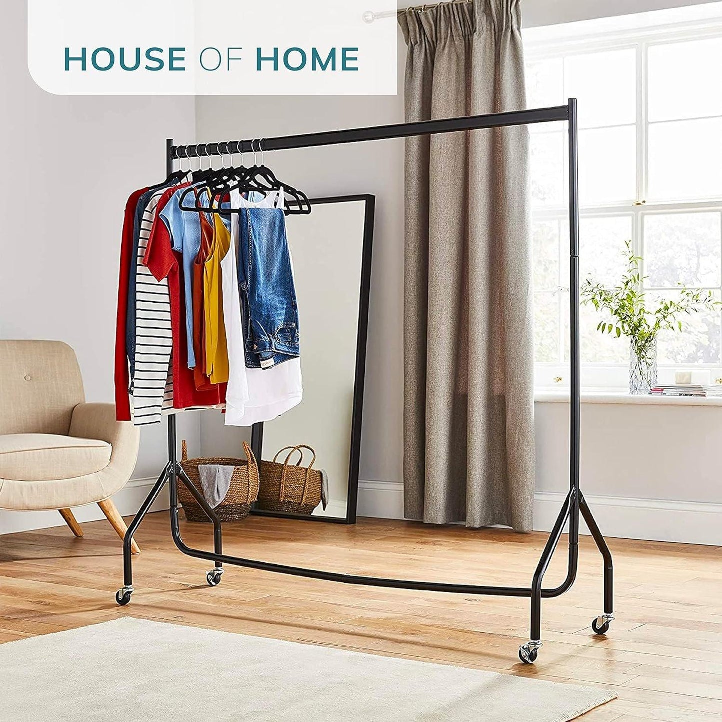 House of Home Superior 4FT Long x 5FT Clothes Rail In Black