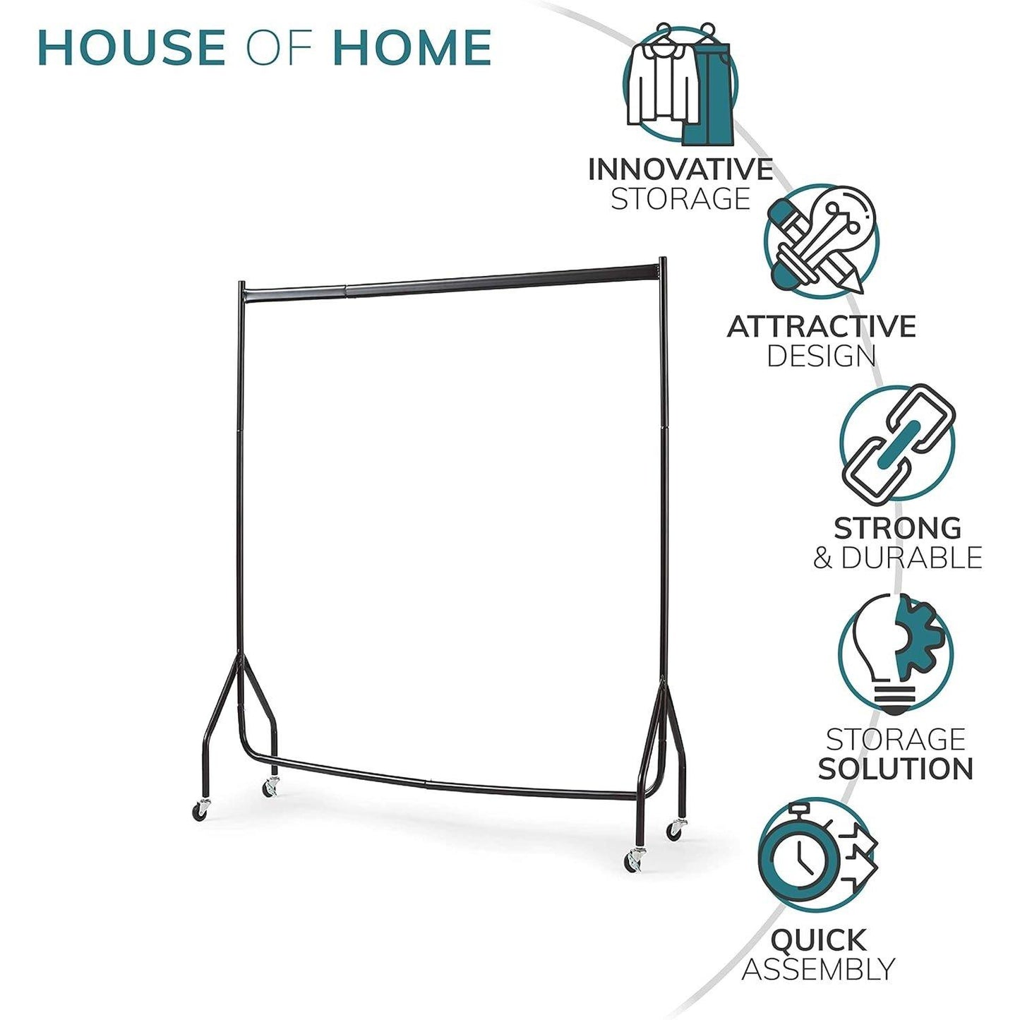House of Home Superior 4FT Long x 5FT Clothes Rail In Black