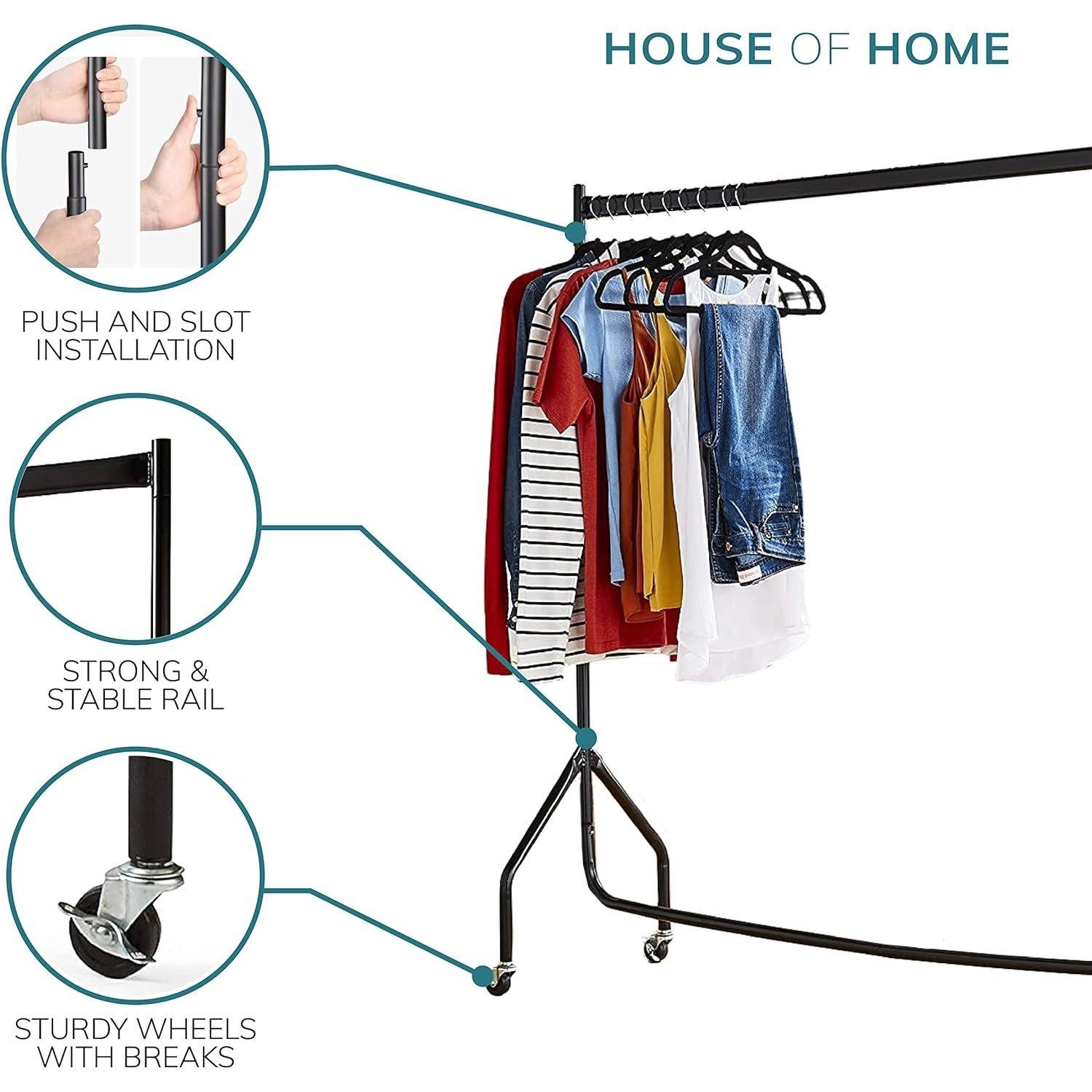 House of Home Superior 4FT Long x 5FT Clothes Rail In Black